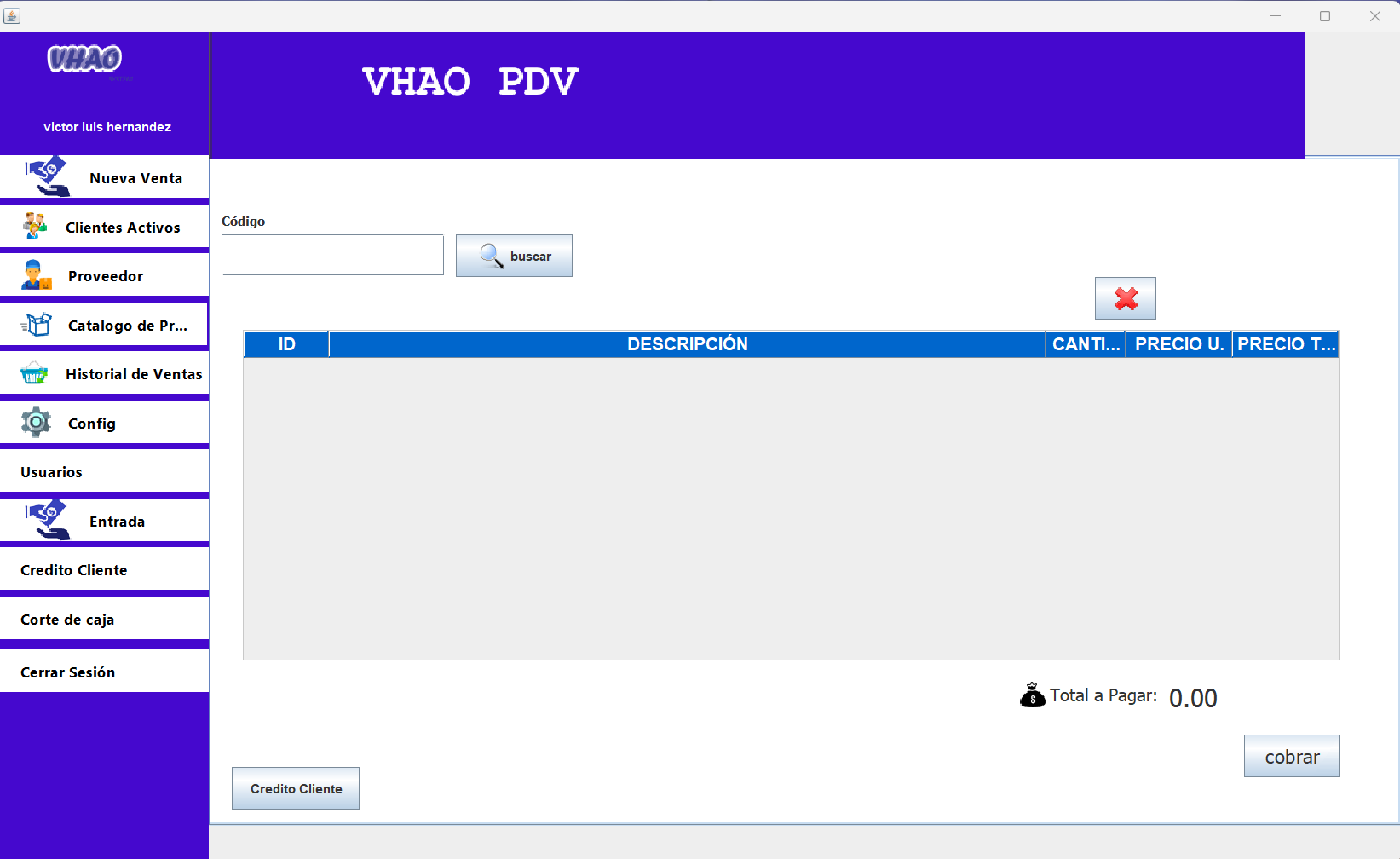 VHAO PDV pantalla